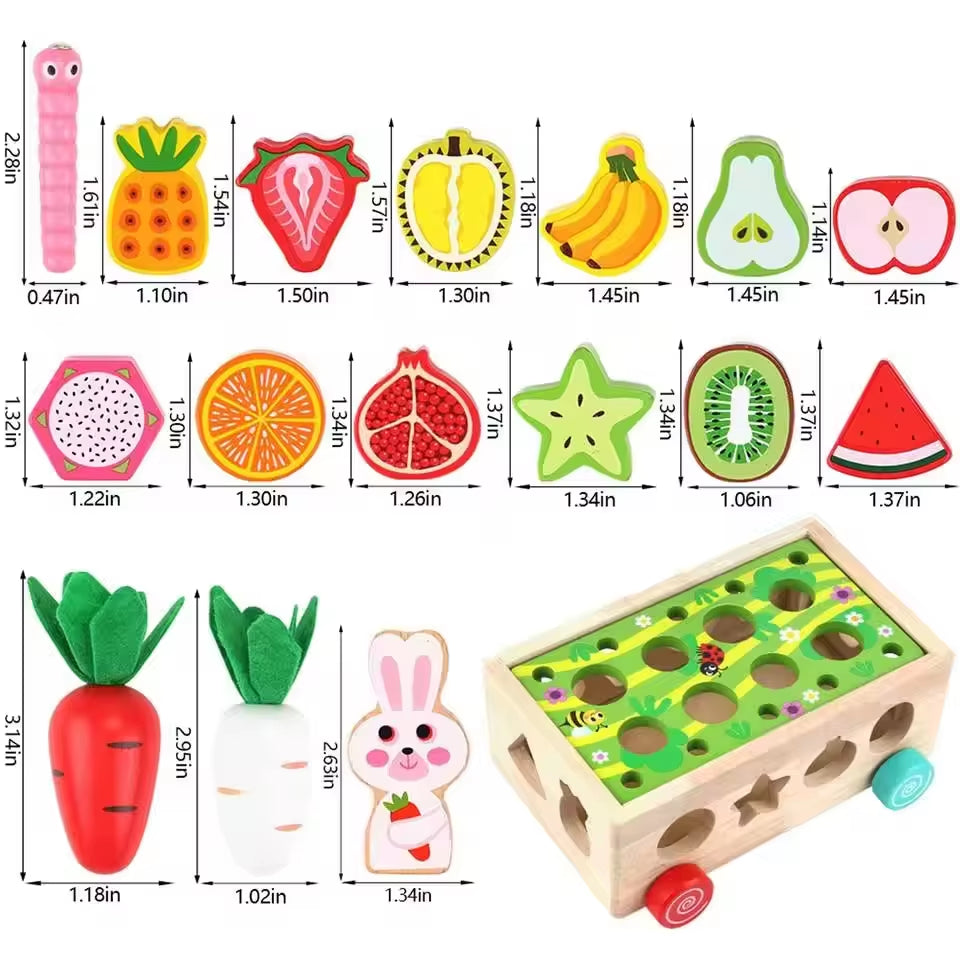 Orchard Sorting Trolley Toy Toddlers Montessori Wooden Educational Birthday Girl Gifts Wood Preschool Learning Fine Motor Skills