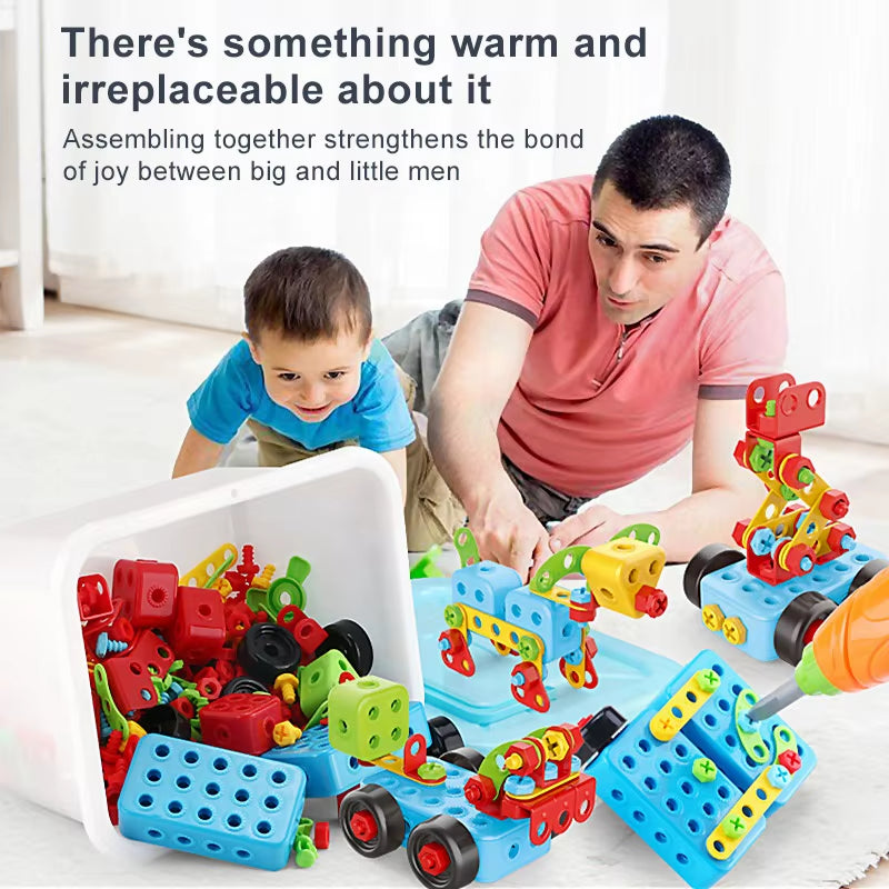 Child Screw Toys Electric Drill Tool Box Develop Creative Building Block Boys Educational Building Block Nut Assembly Toys
