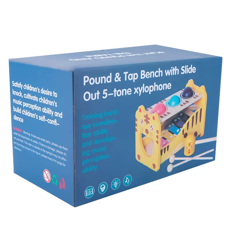 Kids Pound Xylophone Toddlers Wooden Early Educational Hammer and Musical Toys