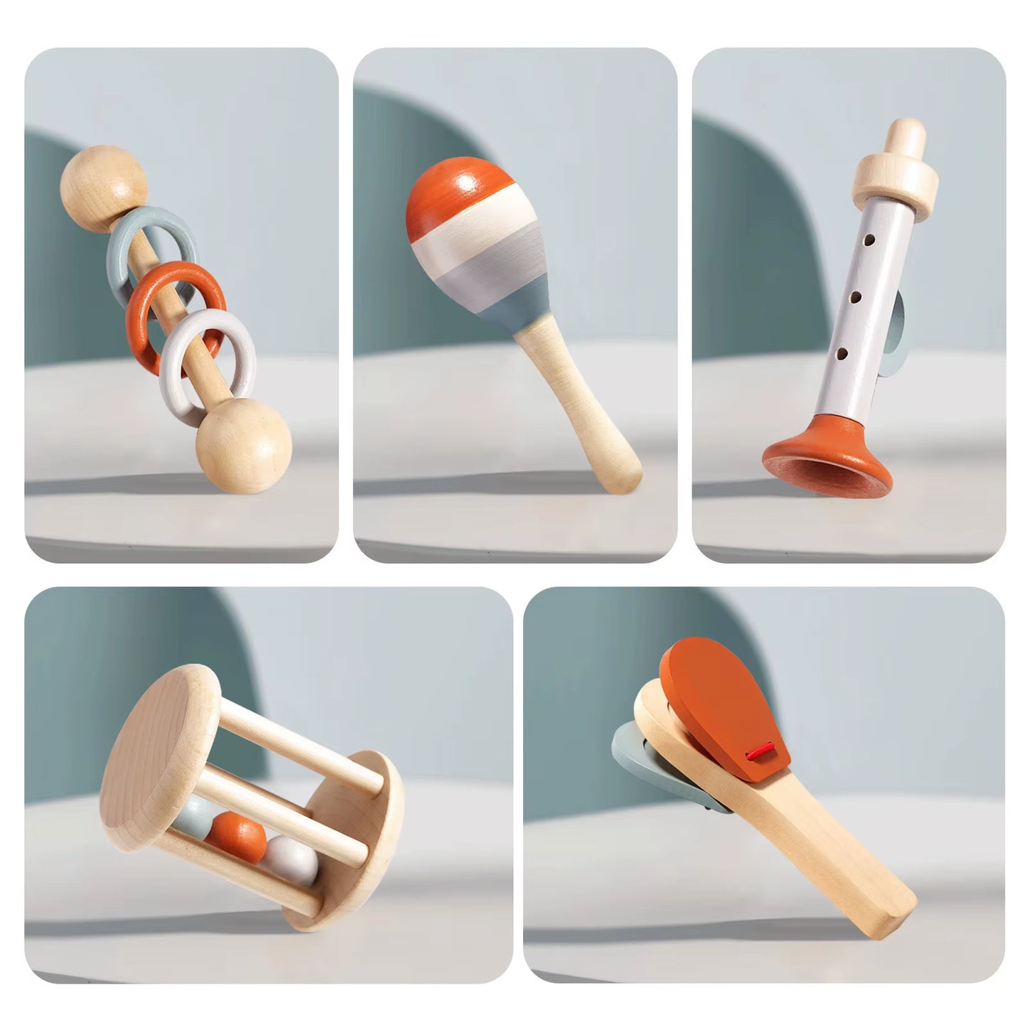 Hand Held Bells, Ringing Instruments, and Wooden Toys for Early Childhood Education for Infants and Young Children