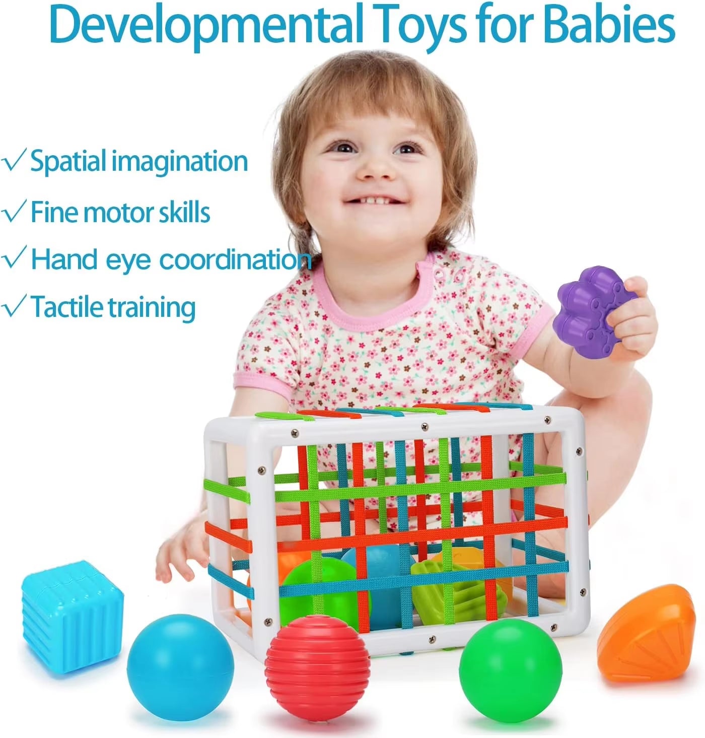 Baby Toy 1 2 Years Montessori Sensory Games for Baby 6 9 12 18 Months Shape Sorter with Textured Balls Sensory Balls Activity