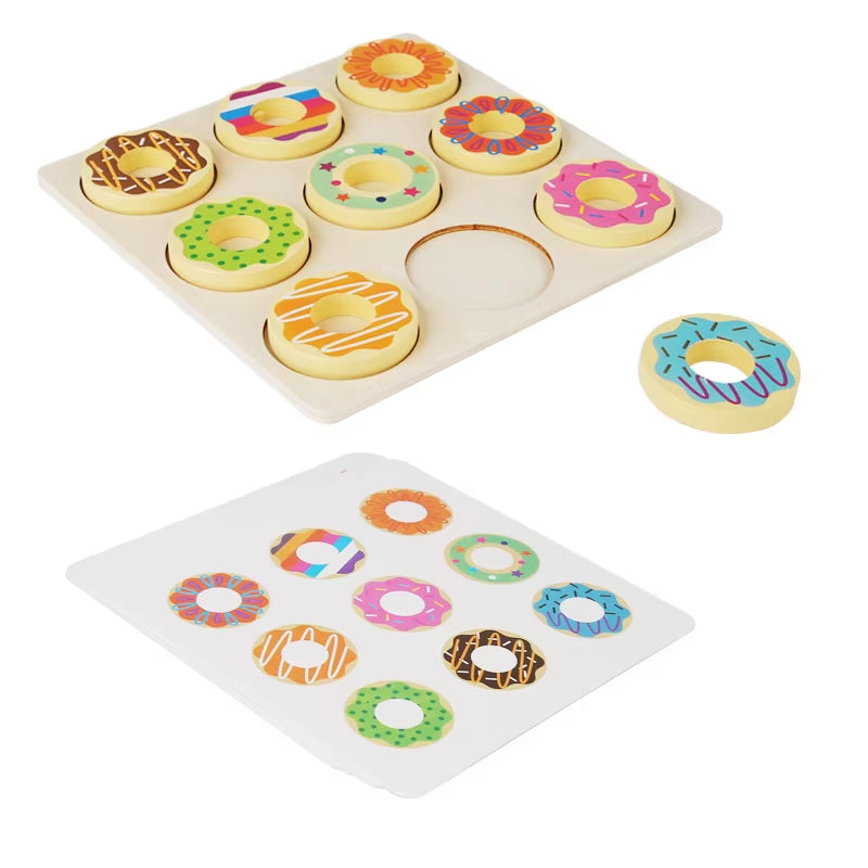 Wooden Children'S Donuts Paired with Color Puzzle Toys