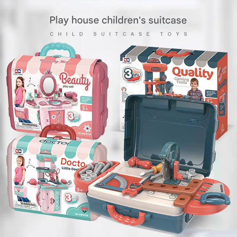 COMMIKI Kids Tool Kit Carry Case Pretend DIY Repair Toy Set Educational Handheld Toolbox for Boys and Girls