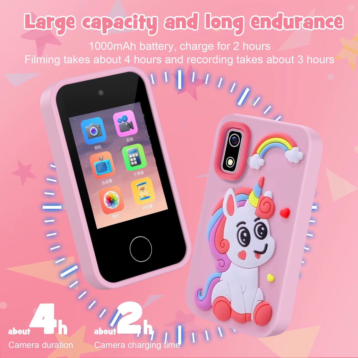 Kids Smart Phone Toy for Boys 3 4 5 6 7 Year Old Touchscreen Toy Phone with Dual Camera Music Player Games