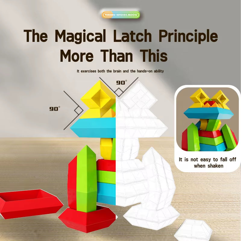 Triangular Tower Building Block Magic Tower Brain Training Puzzle Multi-Functional Granule Child Boys and Girls Assembling Toys