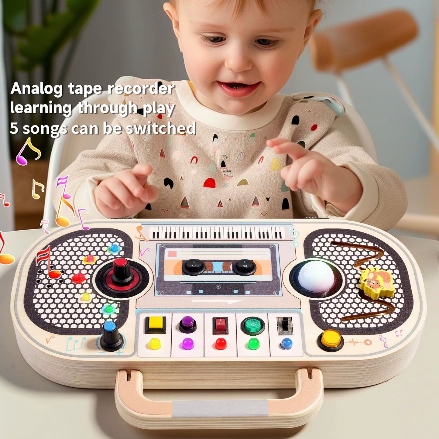 Children'S Wooden Puzzle Switch Circuit Recorder Busy Board Enlightenment Hands-On Cognition Led Light Toy