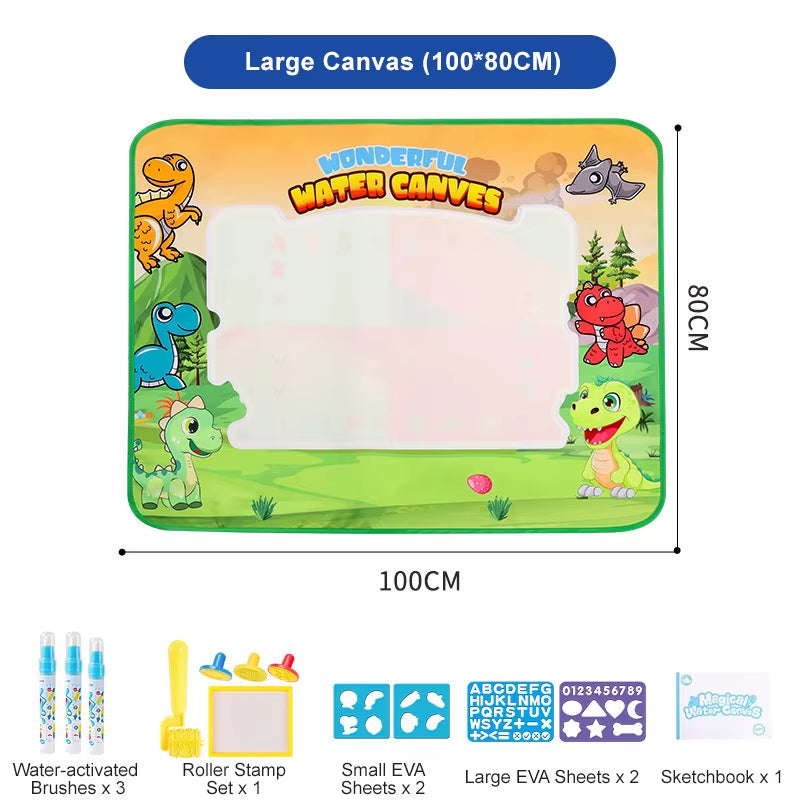 Kids Oversized Water Canvas Water Painting Magic Repeated Graffiti Painting Blanket Baby Toy Painting Cloth Crawling Mat