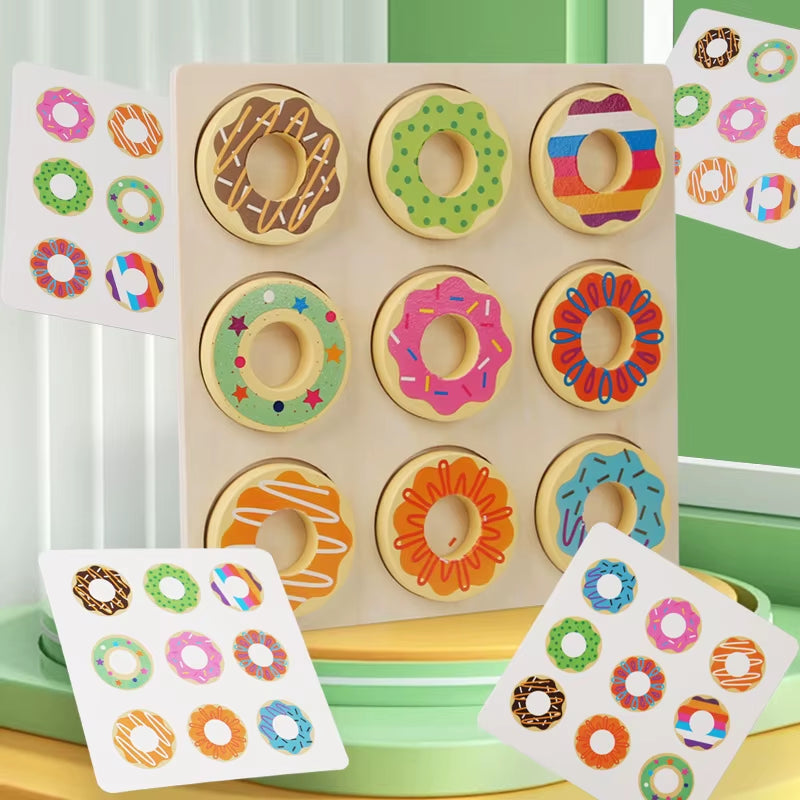 Wooden Children'S Donuts Paired with Color Puzzle Toys