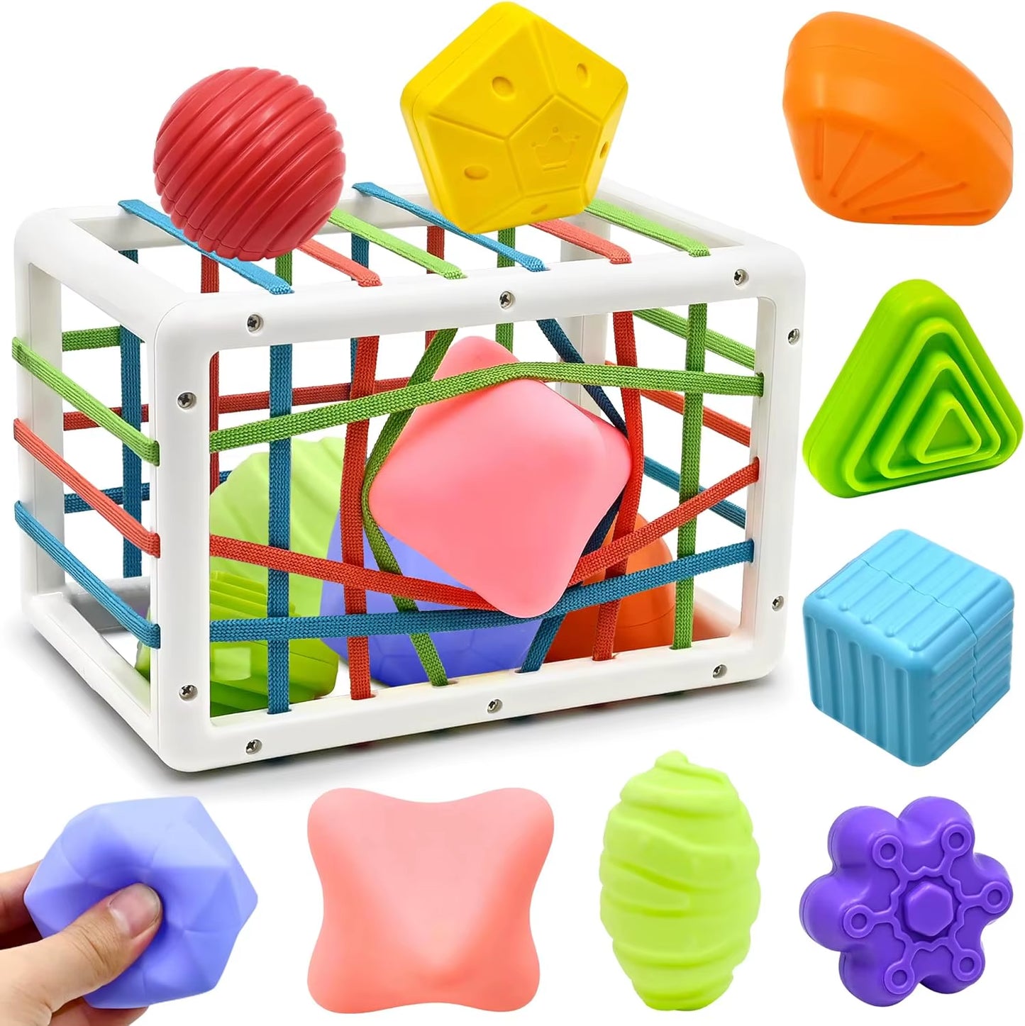 Baby Toy 1 2 Years Montessori Sensory Games for Baby 6 9 12 18 Months Shape Sorter with Textured Balls Sensory Balls Activity