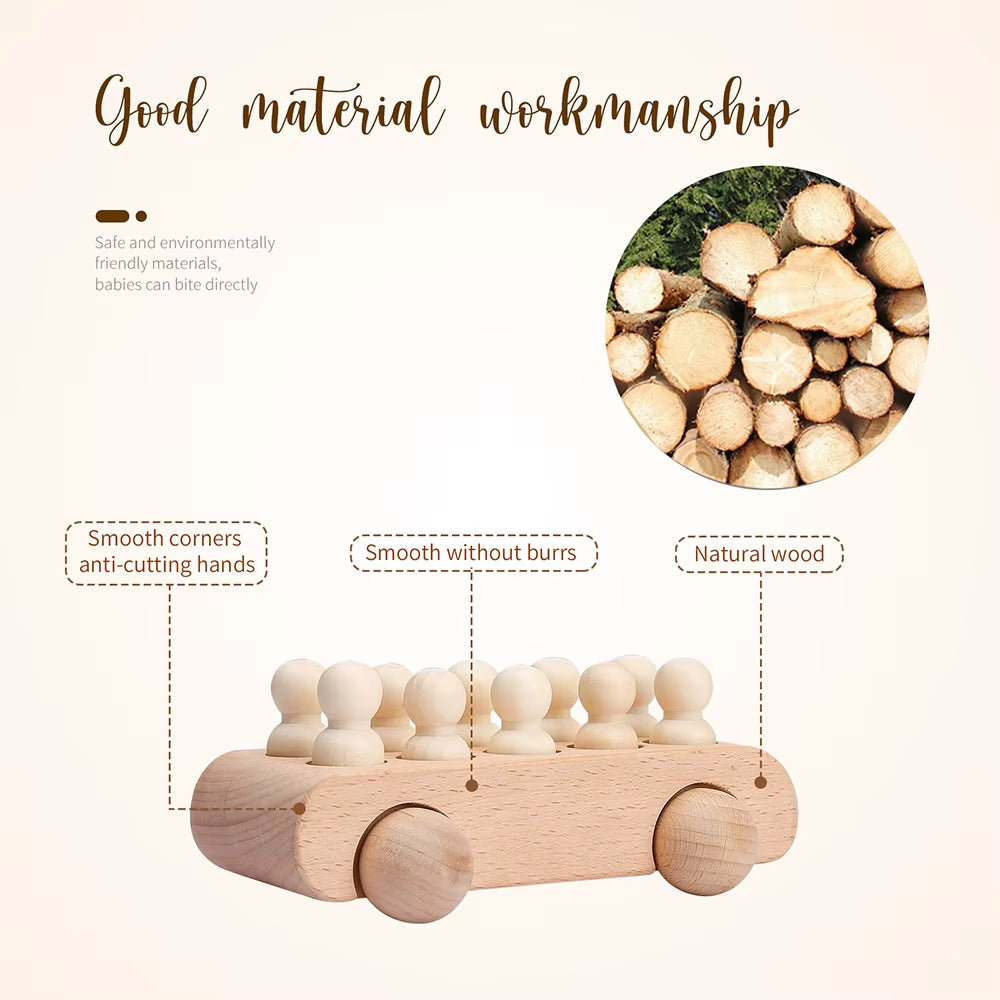Wooden Toys Children'S Educational Stacked Villains Toy Car Montessori Teaching AIDS Non-Toxic Toy Rope Car