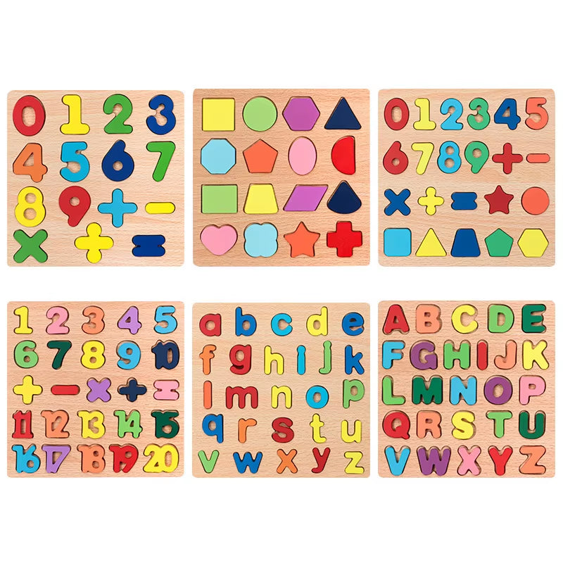 Children'S Geometric Puzzle Baby Cognitive Early Childhood Wooden Puzzle Matching Board Building Toys