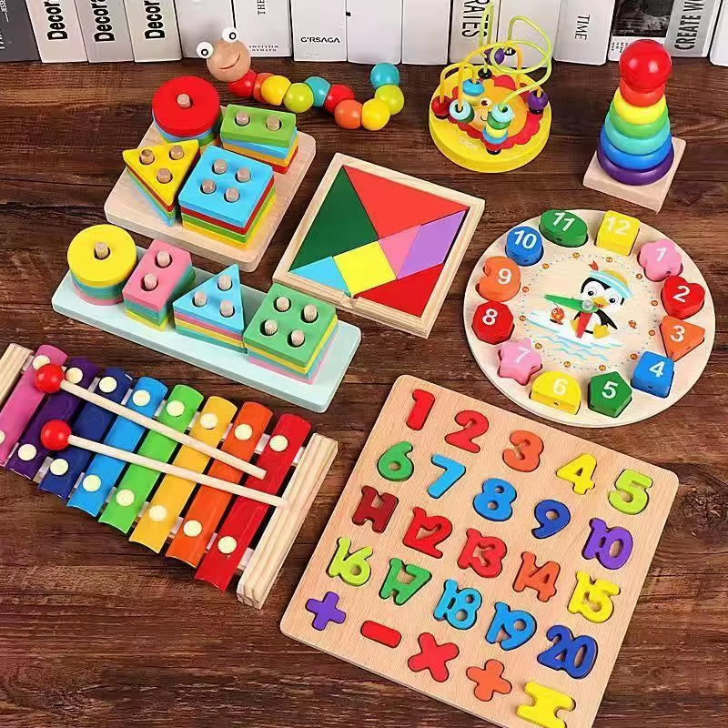 Unisex Montessori Wholesale Wooden Educational Toys Set for Children'S 2 to 4 Years Old Educational Development