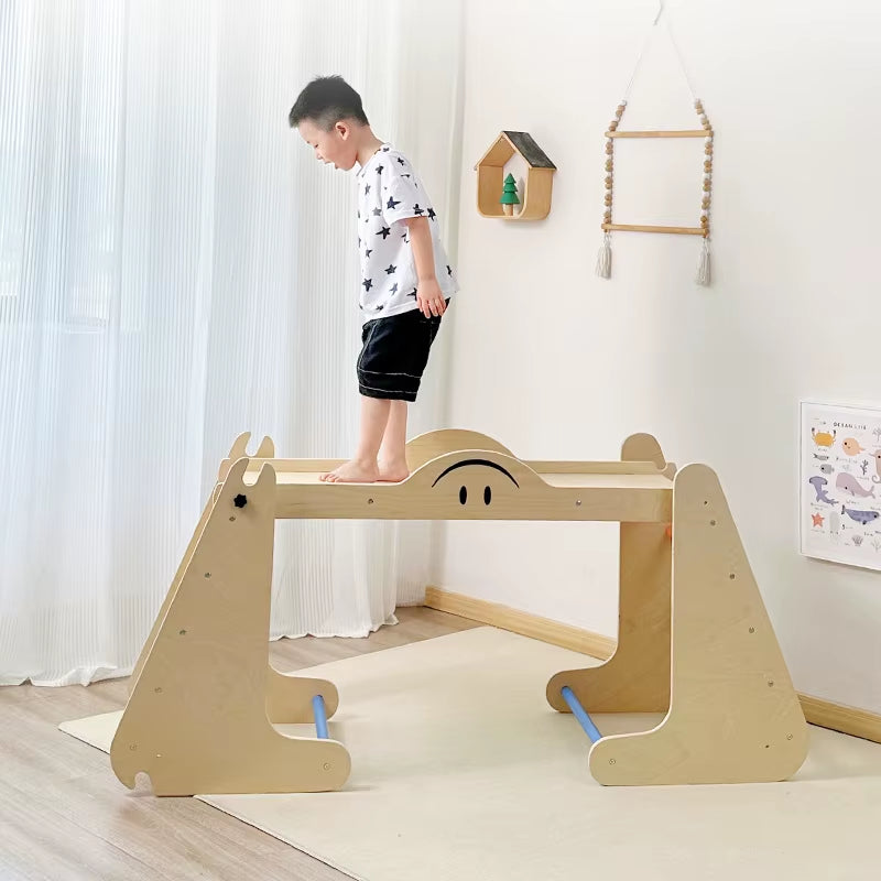 Montessori Wooden Learning Tower Foldable Toys Slide Indoor Combination Climbing Frame for Kids Toddlers