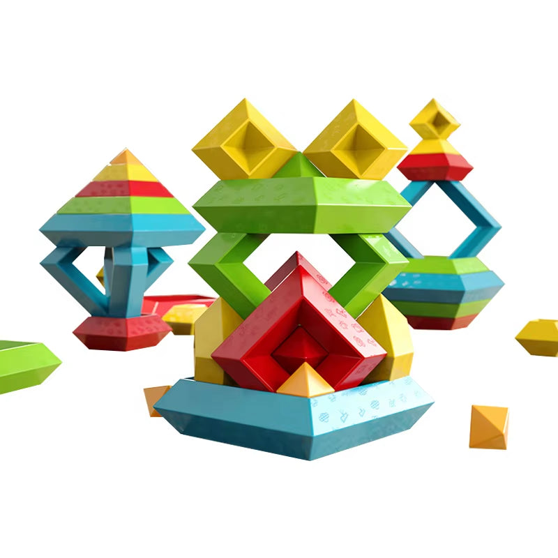 Triangular Tower Building Block Magic Tower Brain Training Puzzle Multi-Functional Granule Child Boys and Girls Assembling Toys