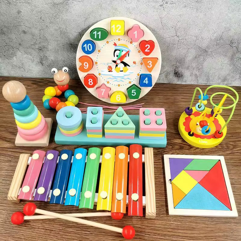 Unisex Montessori Wholesale Wooden Educational Toys Set for Children'S 2 to 4 Years Old Educational Development