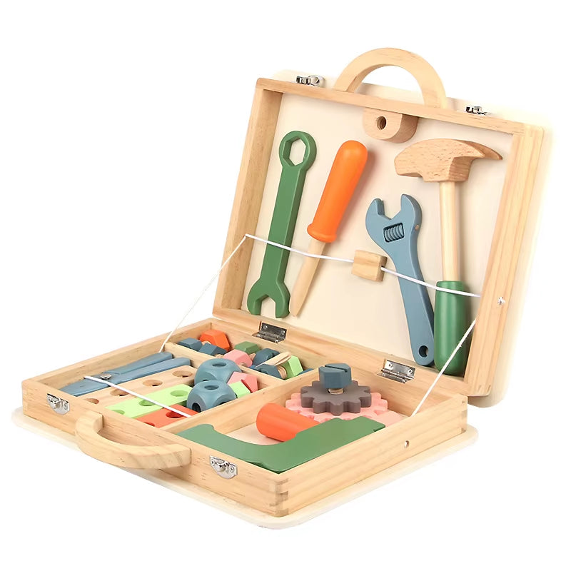 Kids Toys 2022 Wooden Educational Simulation Play House Repair Portable Tool Box Toy Set Children Pretend Diy Repair Box