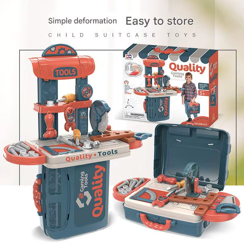 COMMIKI Kids Tool Kit Carry Case Pretend DIY Repair Toy Set Educational Handheld Toolbox for Boys and Girls