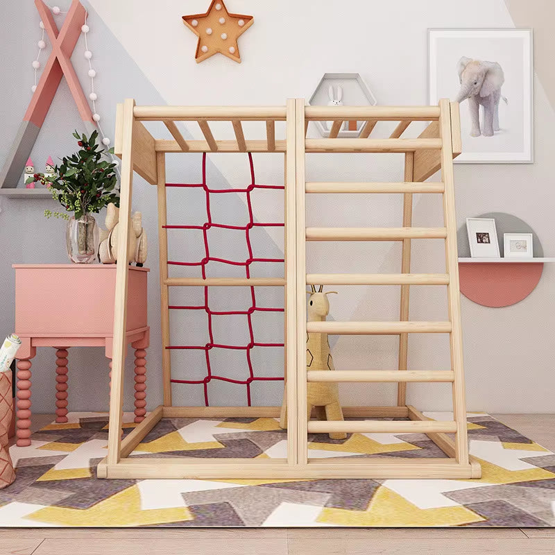 Baby Sense Training Equipment Children'S Solid Wood Climbing Frame Home Swing Ring Combination Frame Wooden Indoor Slide