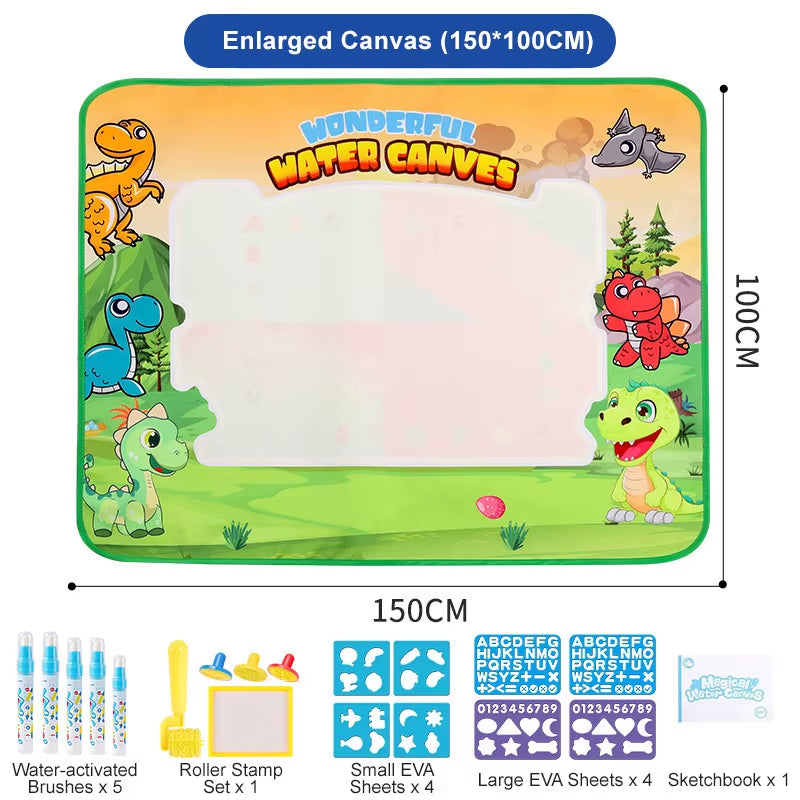 Kids Oversized Water Canvas Water Painting Magic Repeated Graffiti Painting Blanket Baby Toy Painting Cloth Crawling Mat