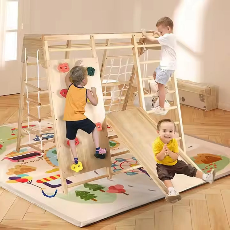 8 in 1 Wood Gym Children Kid Montessori Climbing Frame Kindergarten Indoor Toys Educational Wooden Climbing Play Set