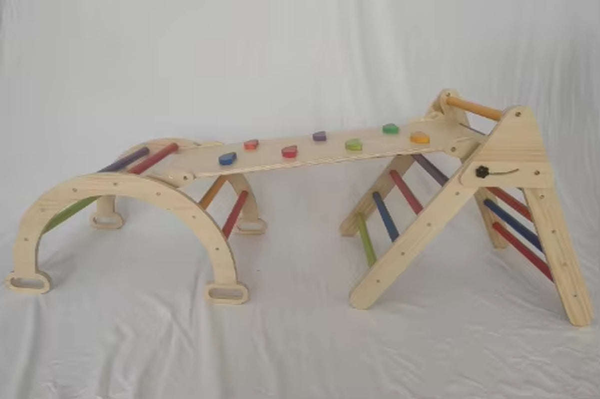 8 in 1 Wood Gym Children Kid Montessori Climbing Frame Kindergarten Indoor Toys Educational Wooden Climbing Play Set