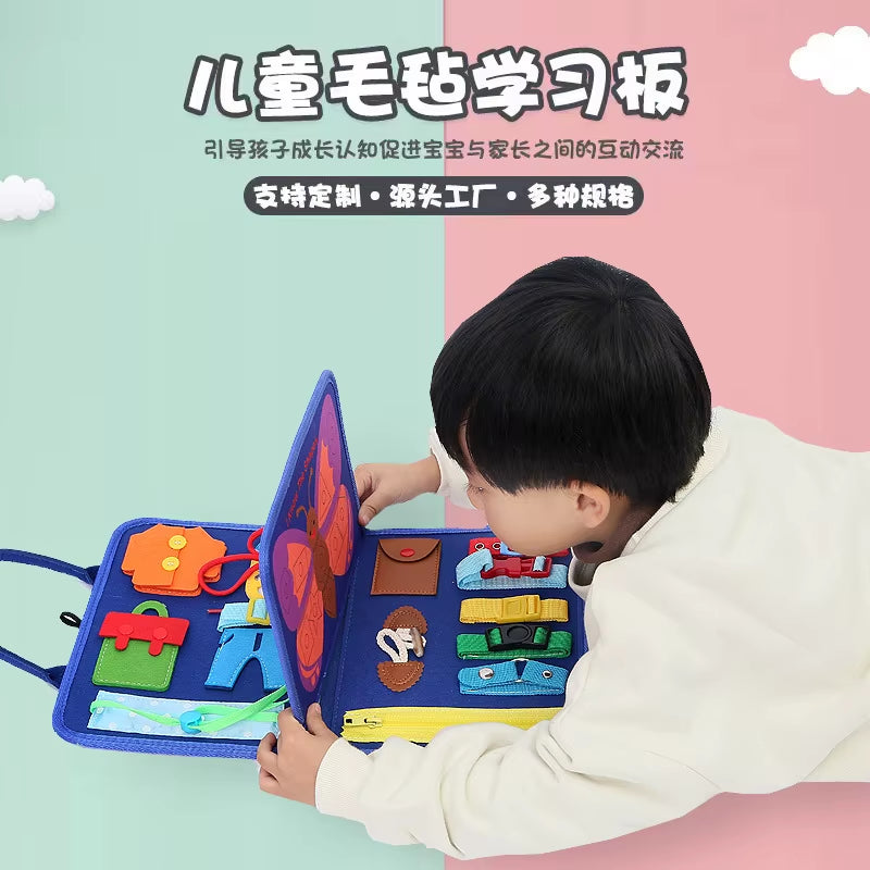 Custom Montessori 5-Layer Busy Activity Board Educational Toy for Toddler'S Motor & Dressing Skill Development