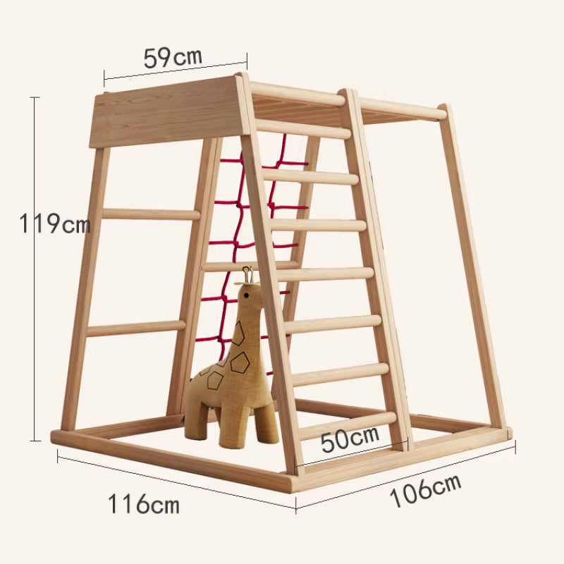 Baby Sense Training Equipment Children'S Solid Wood Climbing Frame Home Swing Ring Combination Frame Wooden Indoor Slide