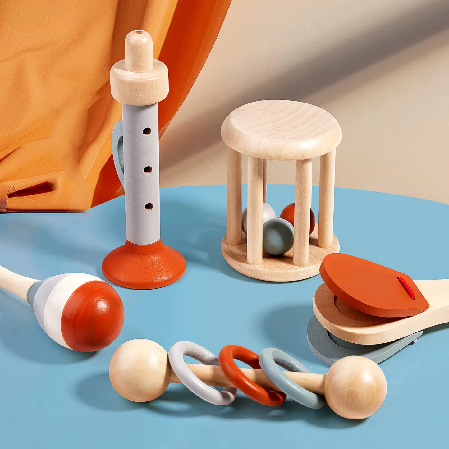Hand Held Bells, Ringing Instruments, and Wooden Toys for Early Childhood Education for Infants and Young Children