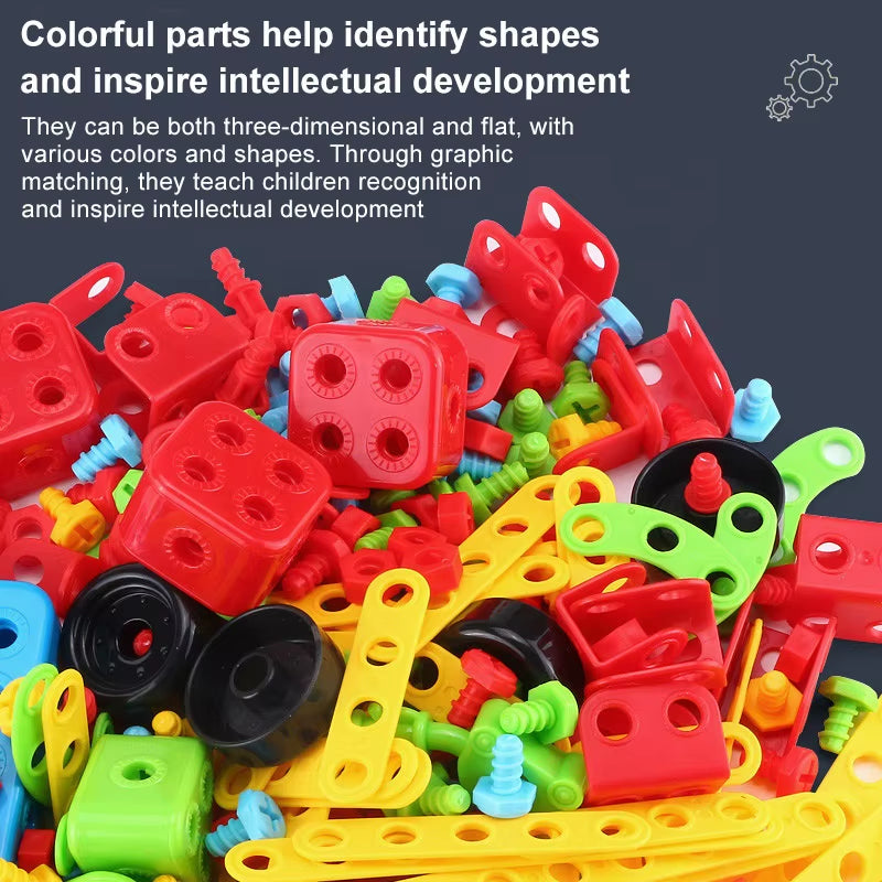 Child Screw Toys Electric Drill Tool Box Develop Creative Building Block Boys Educational Building Block Nut Assembly Toys