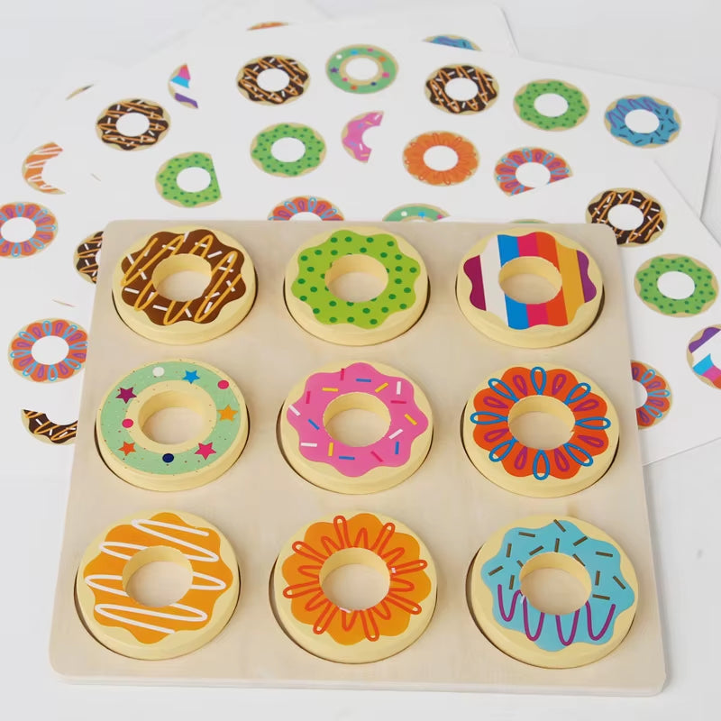 Wooden Children'S Donuts Paired with Color Puzzle Toys