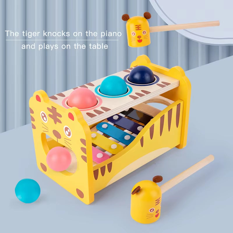 Kids Pound Xylophone Toddlers Wooden Early Educational Hammer and Musical Toys