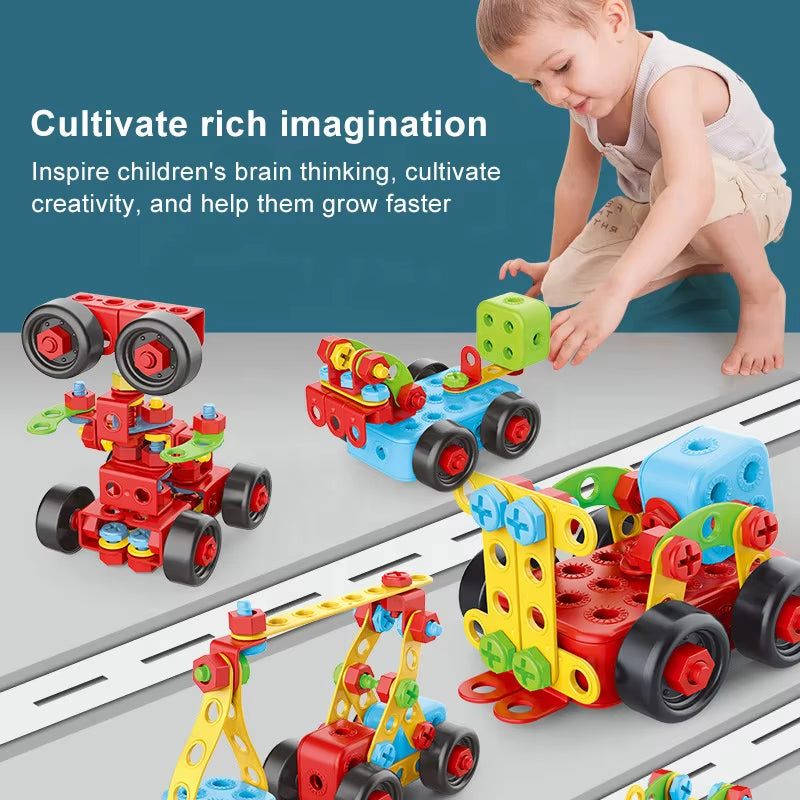 Child Screw Toys Electric Drill Tool Box Develop Creative Building Block Boys Educational Building Block Nut Assembly Toys