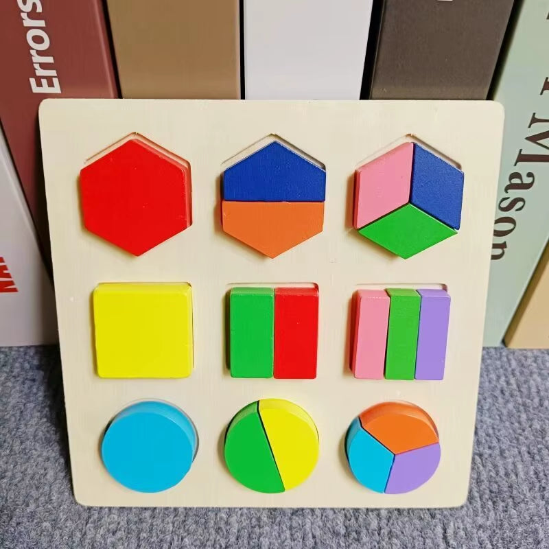 Children'S Geometric Puzzle Baby Cognitive Early Childhood Wooden Puzzle Matching Board Building Toys