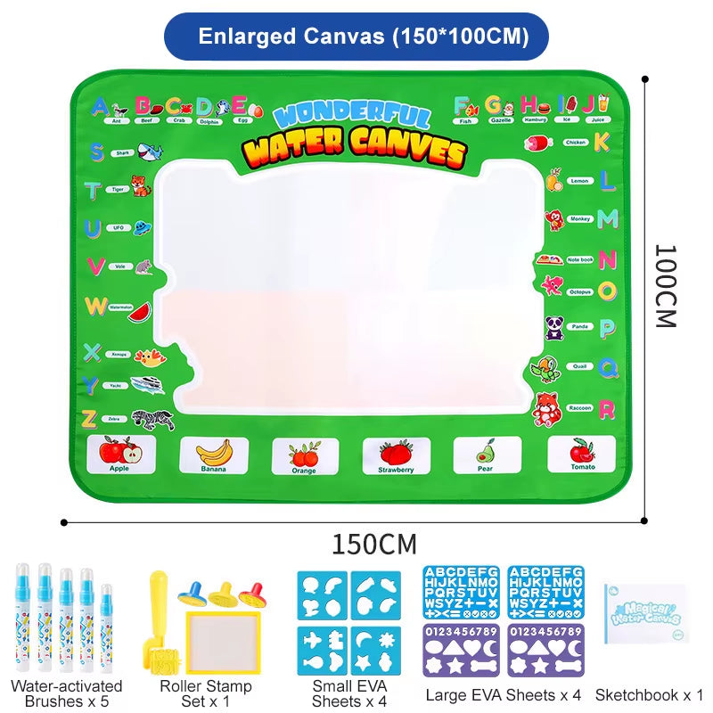 Kids Oversized Water Canvas Water Painting Magic Repeated Graffiti Painting Blanket Baby Toy Painting Cloth Crawling Mat