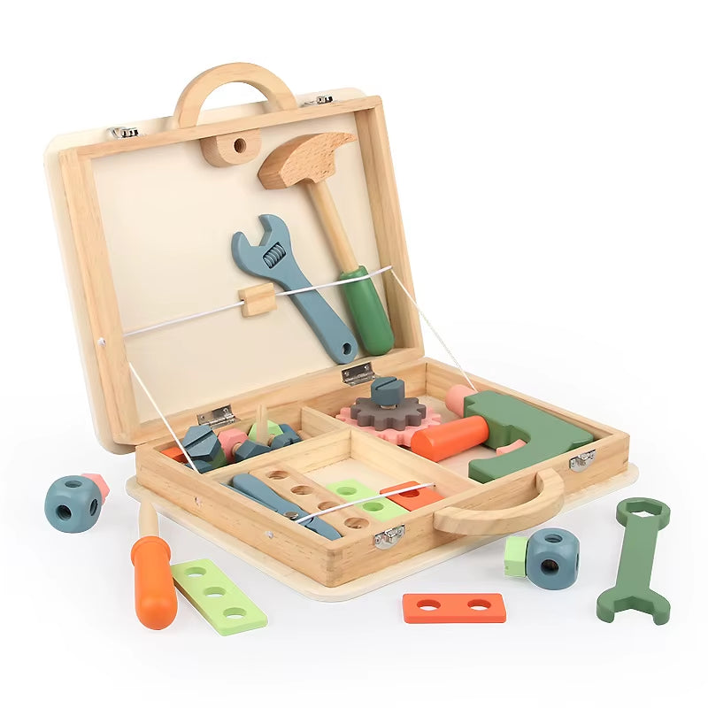 Kids Toys 2022 Wooden Educational Simulation Play House Repair Portable Tool Box Toy Set Children Pretend Diy Repair Box