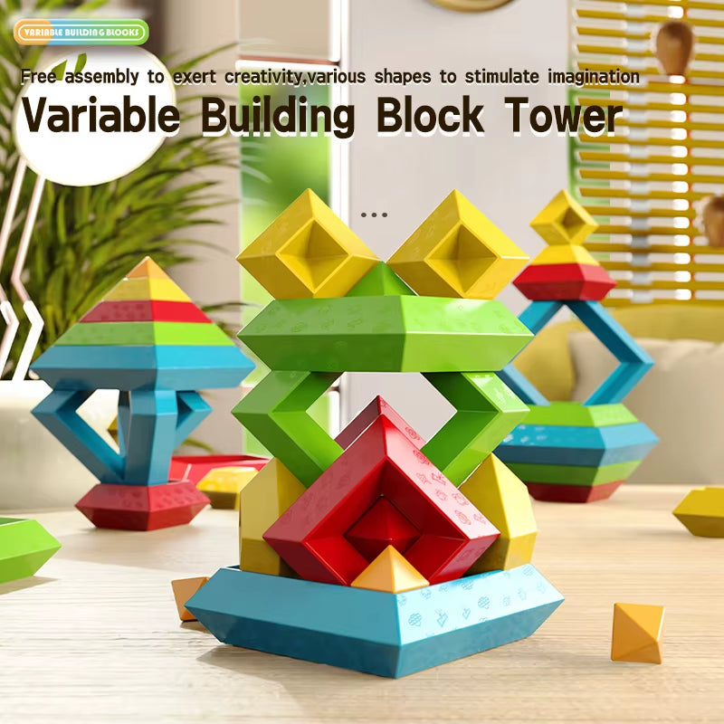 Triangular Tower Building Block Magic Tower Brain Training Puzzle Multi-Functional Granule Child Boys and Girls Assembling Toys