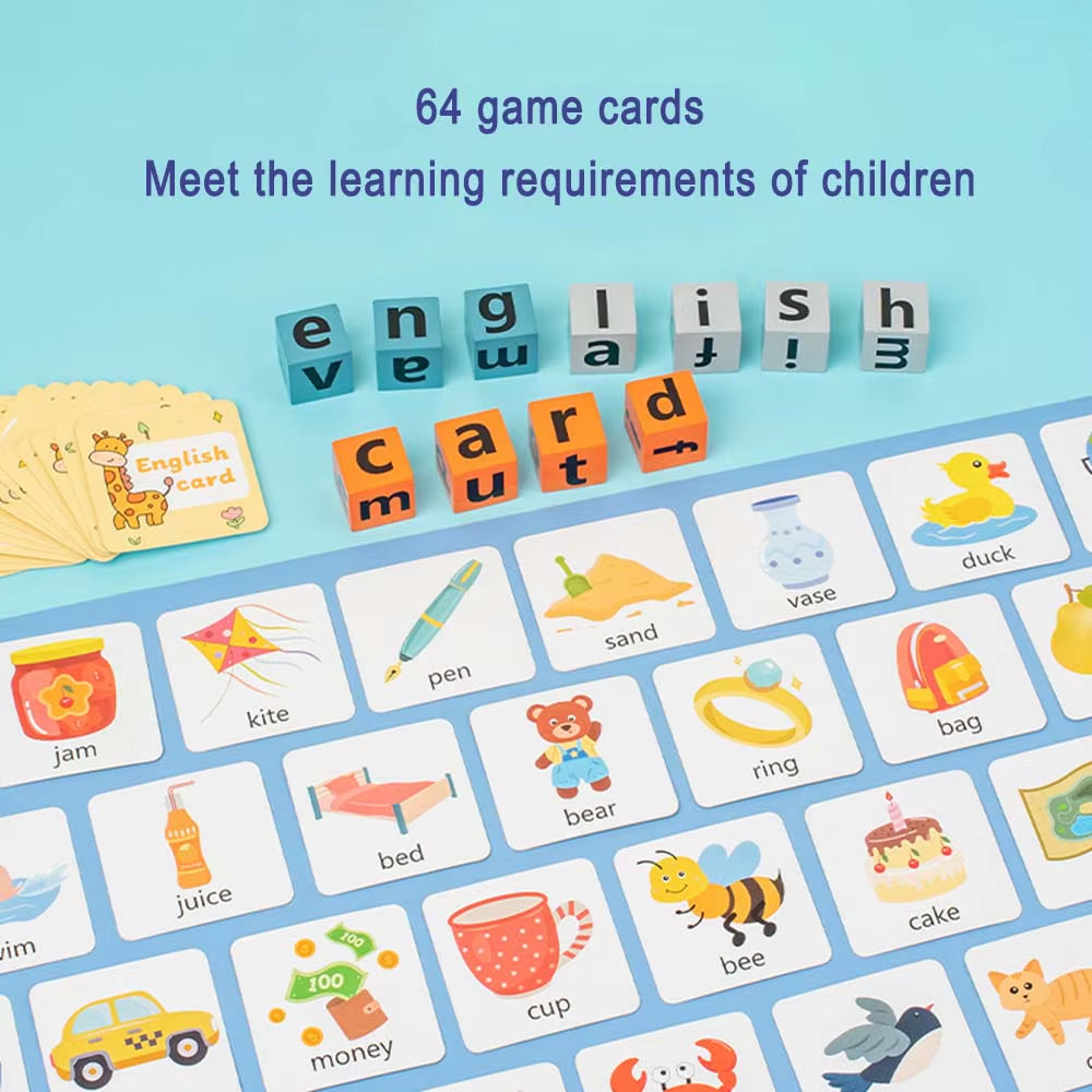 Montessori Learning and Educational Toys Gifts for Kids 3 4 5 Years Wooden Reading Blocks Toys Wooden Spelling Toy