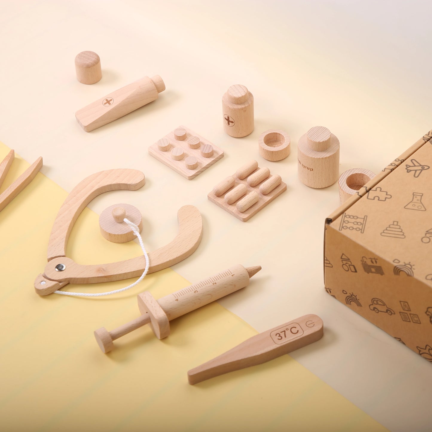 Montessori Children'S Cosmetic Toys Wooden Kids Doctors Tool Box Constructor Doctor Play Set for Kid Game Child Development Toys