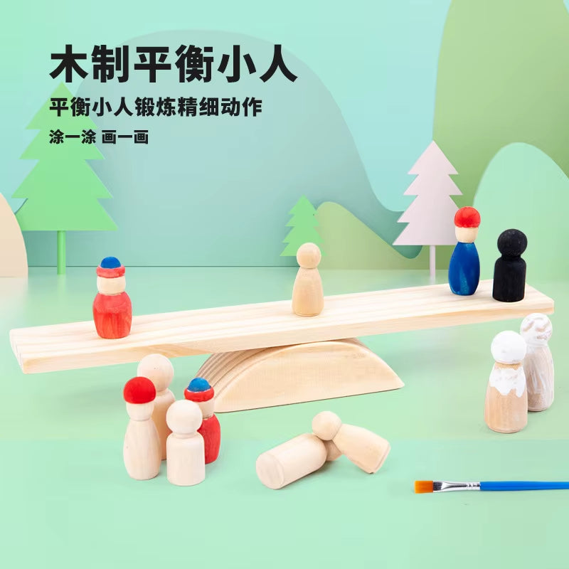 Rainbow Little Man Balanced Building Blocks Children'S Kindergarten Assembly Stacked High Toys