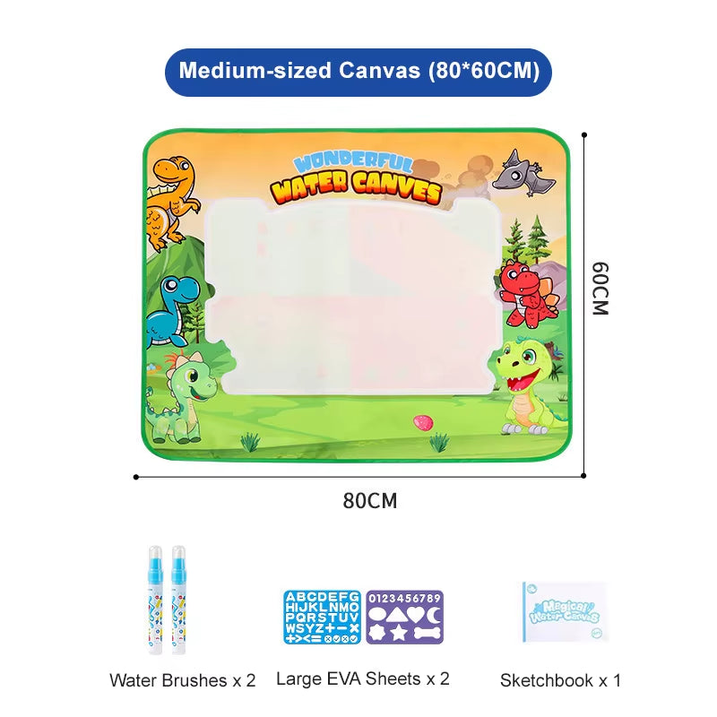 Kids Oversized Water Canvas Water Painting Magic Repeated Graffiti Painting Blanket Baby Toy Painting Cloth Crawling Mat