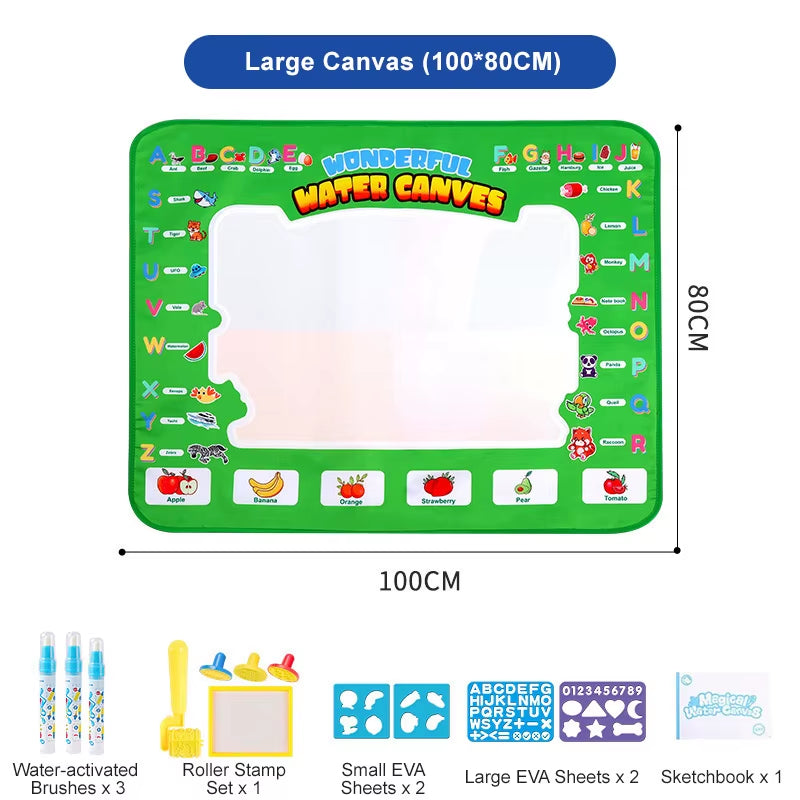 Kids Oversized Water Canvas Water Painting Magic Repeated Graffiti Painting Blanket Baby Toy Painting Cloth Crawling Mat