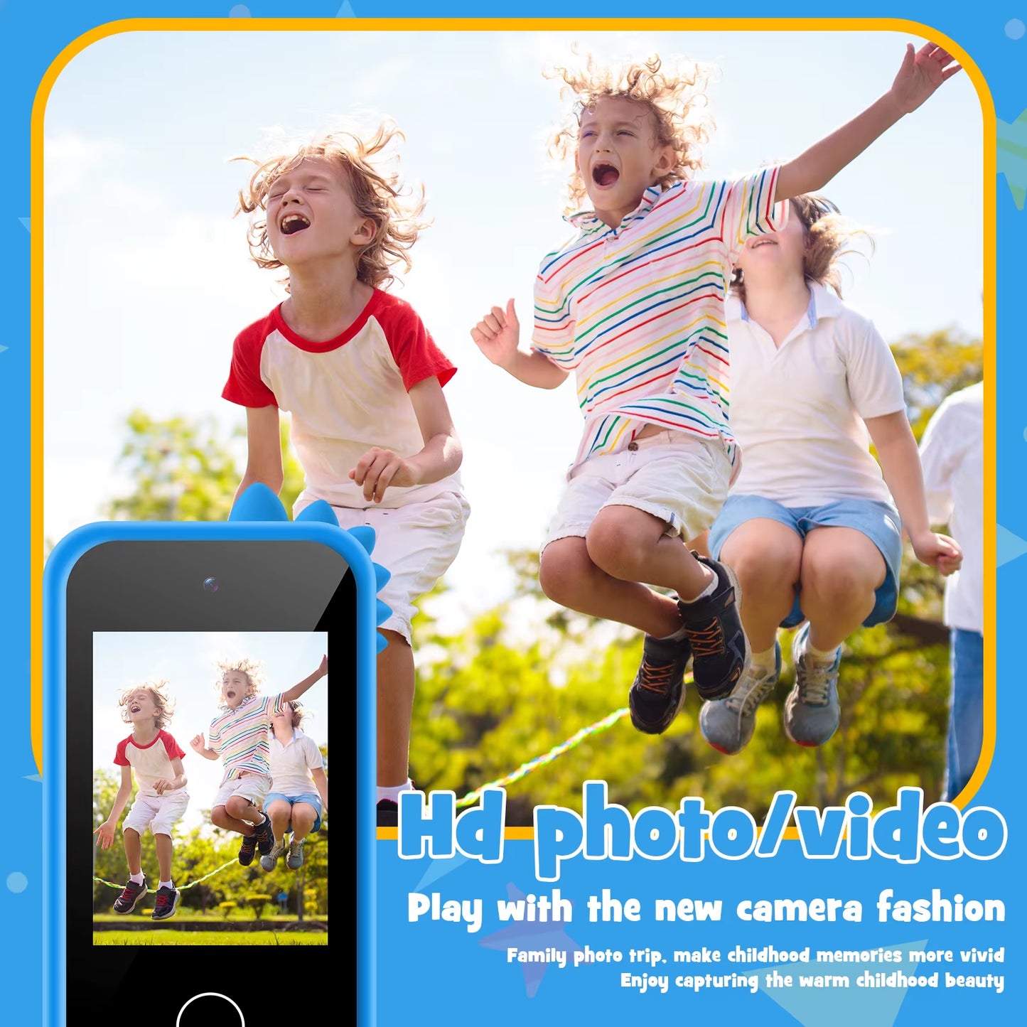 Birthday Gifts Dual Camera Touchscreen Cell Phone Music Player Toddler Phone Learning Toy Dinosaur Toys Kids Smart Phone