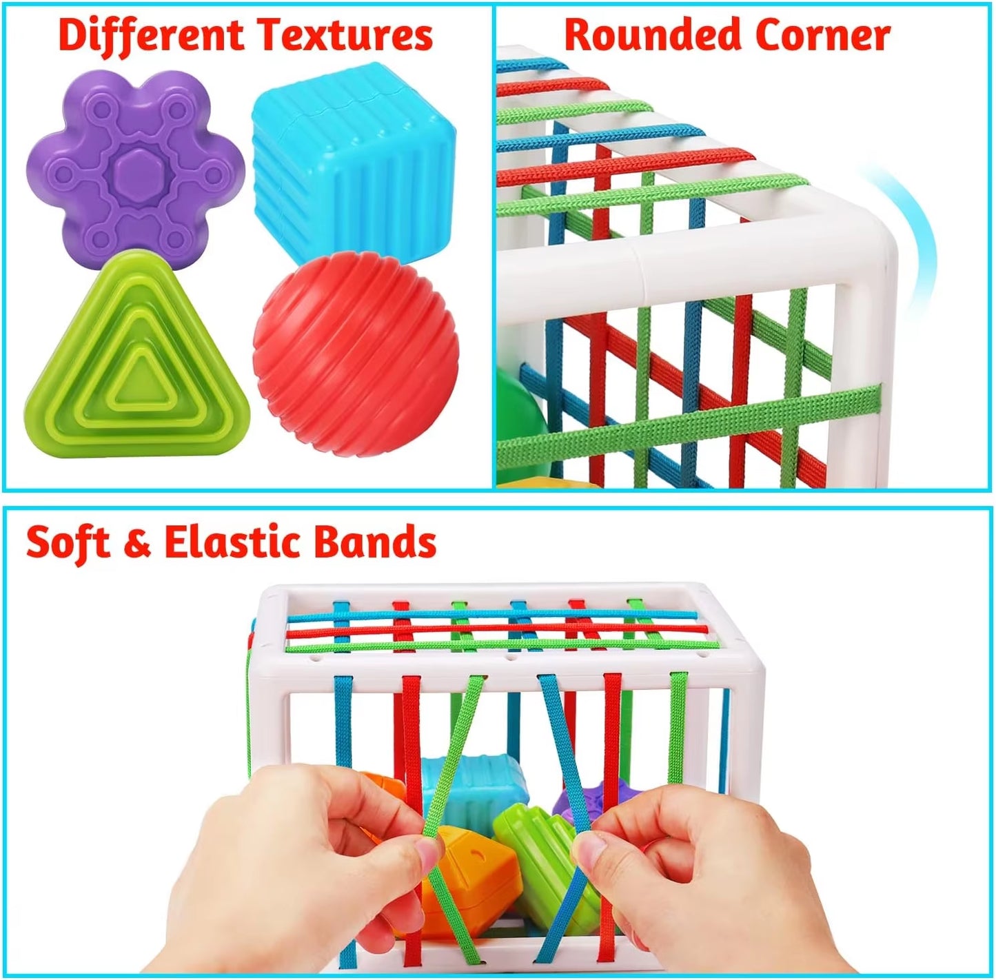 Baby Toy 1 2 Years Montessori Sensory Games for Baby 6 9 12 18 Months Shape Sorter with Textured Balls Sensory Balls Activity