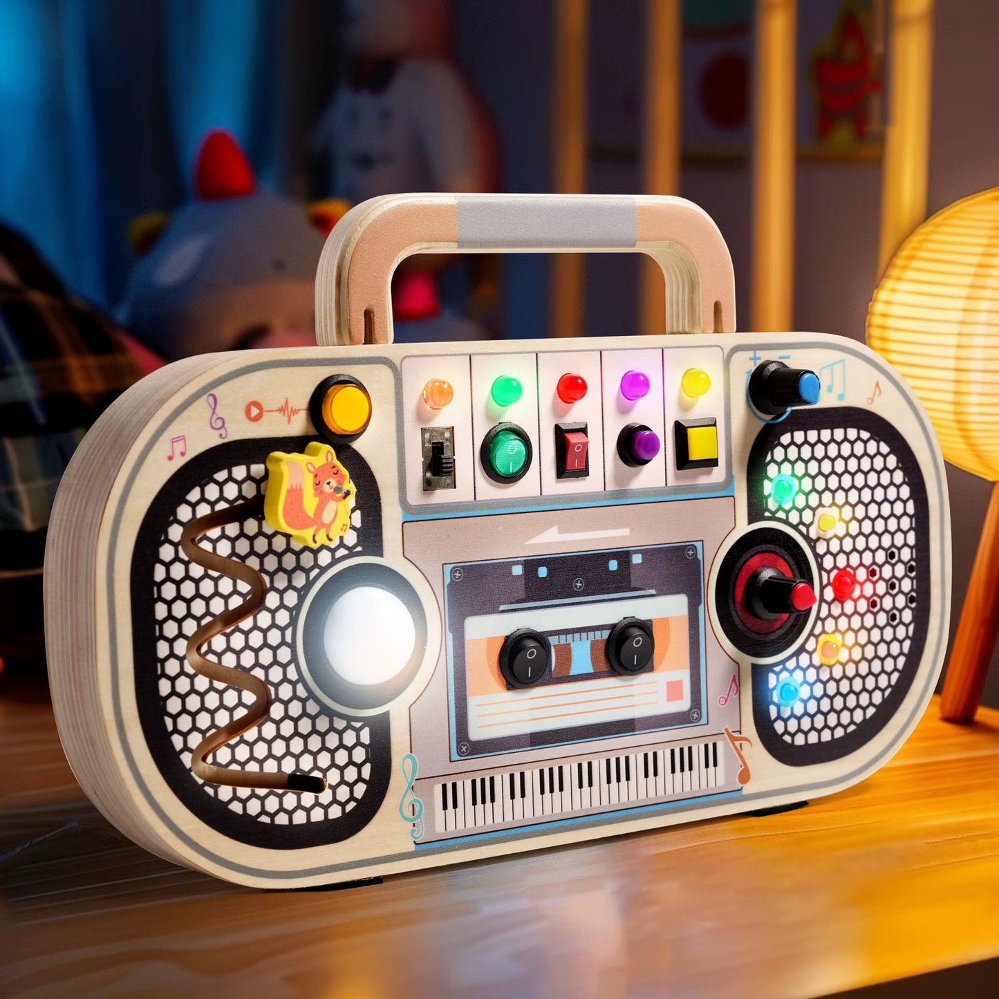 Children'S Wooden Puzzle Switch Circuit Recorder Busy Board Enlightenment Hands-On Cognition Led Light Toy