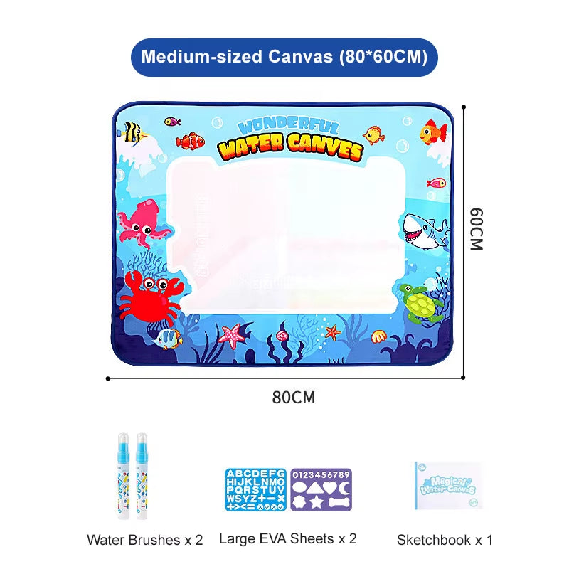 Kids Oversized Water Canvas Water Painting Magic Repeated Graffiti Painting Blanket Baby Toy Painting Cloth Crawling Mat