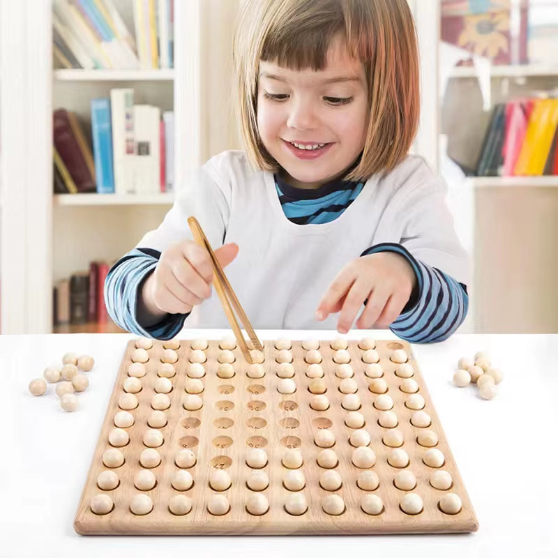 Wooden Montessori Math Board with Beads Kindergarten Children'S Early Education 1-100 Math Counting Toys