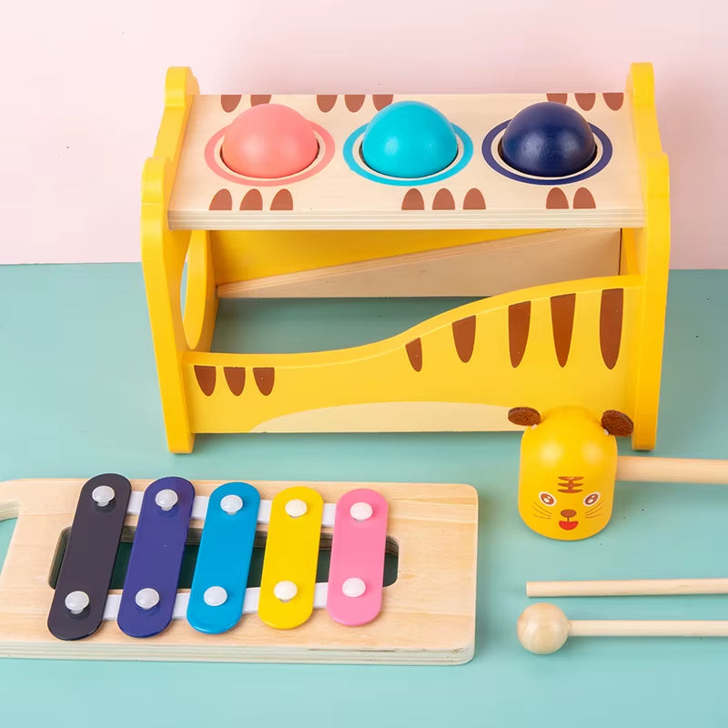 Kids Pound Xylophone Toddlers Wooden Early Educational Hammer and Musical Toys