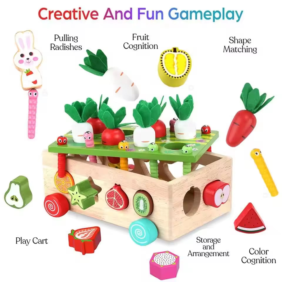 Orchard Sorting Trolley Toy Toddlers Montessori Wooden Educational Birthday Girl Gifts Wood Preschool Learning Fine Motor Skills