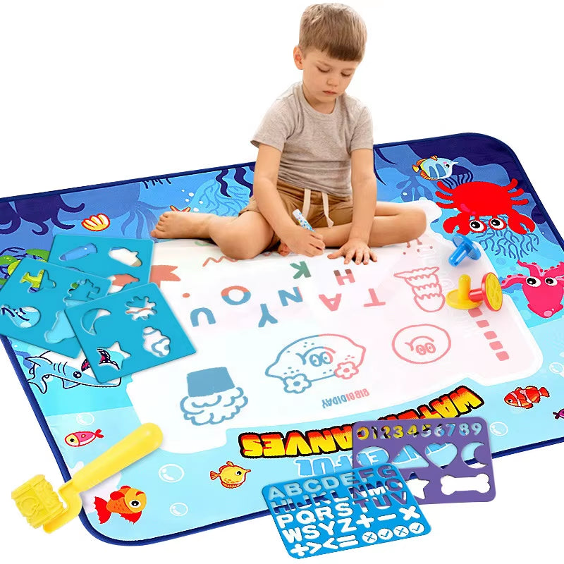 Kids Oversized Water Canvas Water Painting Magic Repeated Graffiti Painting Blanket Baby Toy Painting Cloth Crawling Mat
