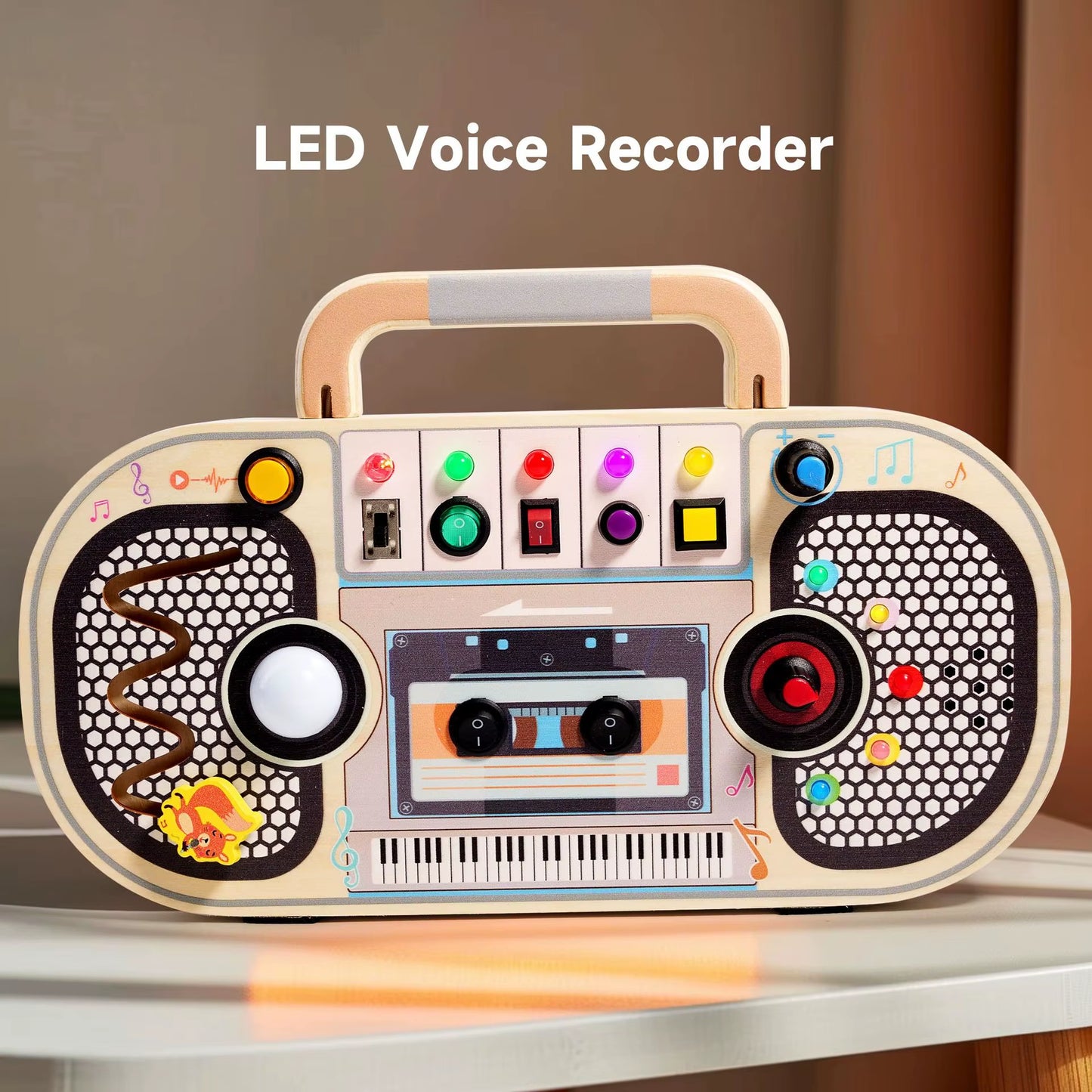 Children'S Wooden Puzzle Switch Circuit Recorder Busy Board Enlightenment Hands-On Cognition Led Light Toy